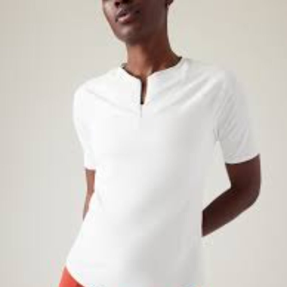 NWT ATHLETA White Rash Guard Sunchaser 3/4 Sleeve Size Large $69.00